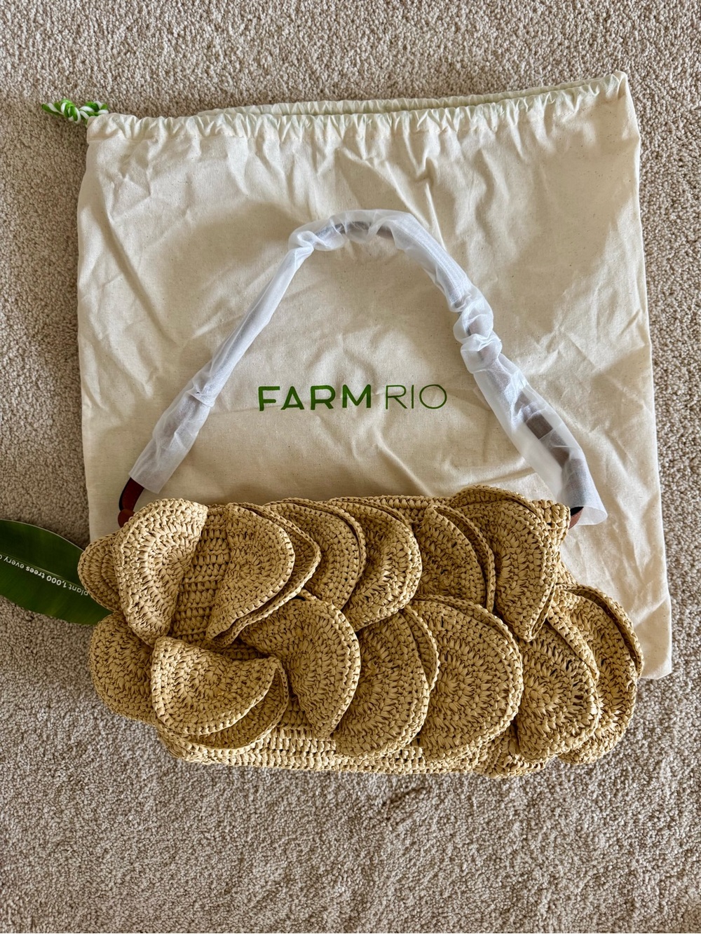 BRAND NEW FARM Rio Flower Raffia Shoulder Bag, NWT - Picture 6 of 8